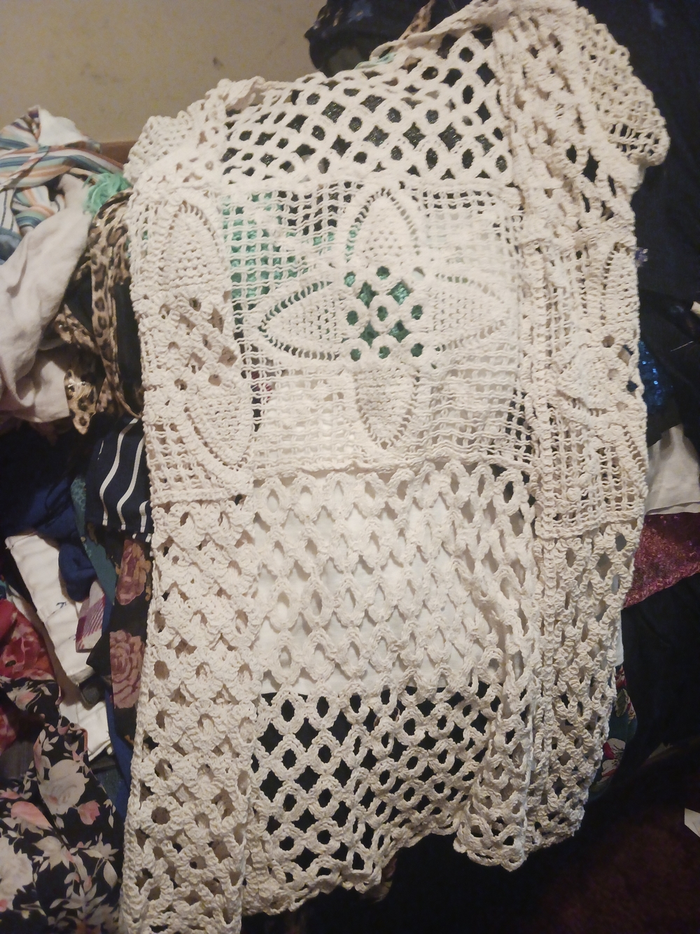 Maurices Cream Crochet Openwork Sweater Cardigan